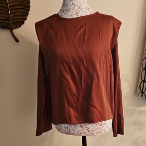 Mango Terracotta Long Sleeve Blouse. Size M